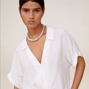 Mango Camp Collar Blouse size 4 white